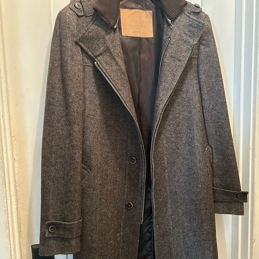 Zara Man Wool Coat Brown
